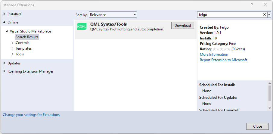 visual-studio-install-qml-extension